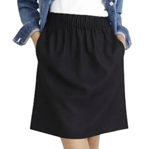 Madewell J Crew Factory Black Linen Blend “City” Skirt Paperbag Waist Officewear - Picture 4 of 9
